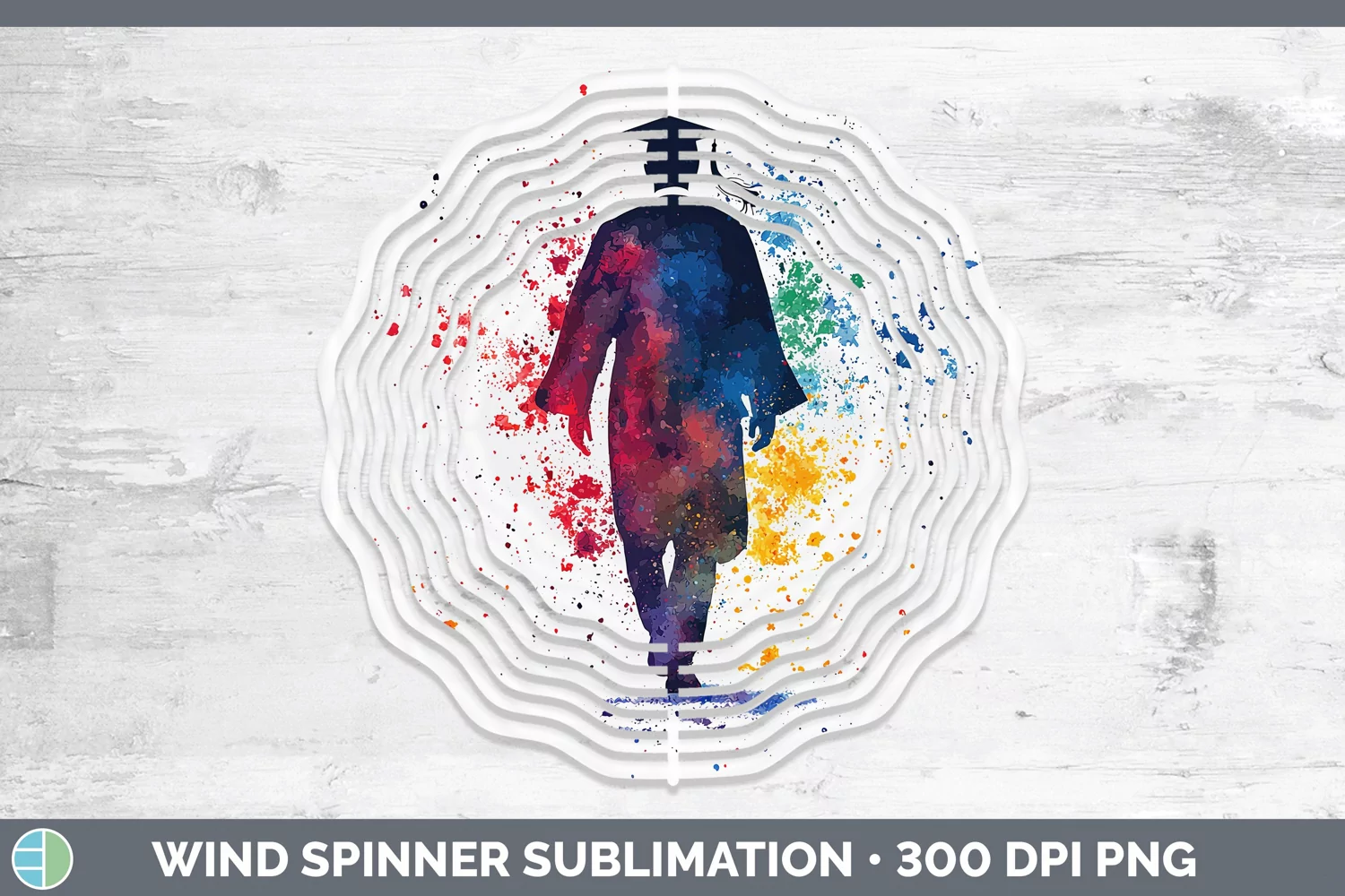 GorgeousWatercolor Splash Wind Spinner design.