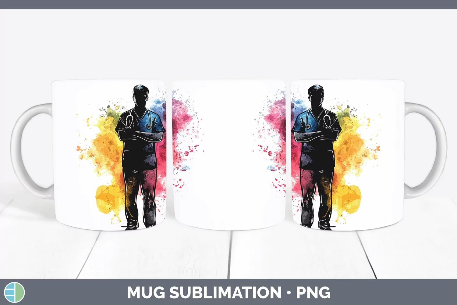 GorgeousWatercolor Splash Mug Wrap design.