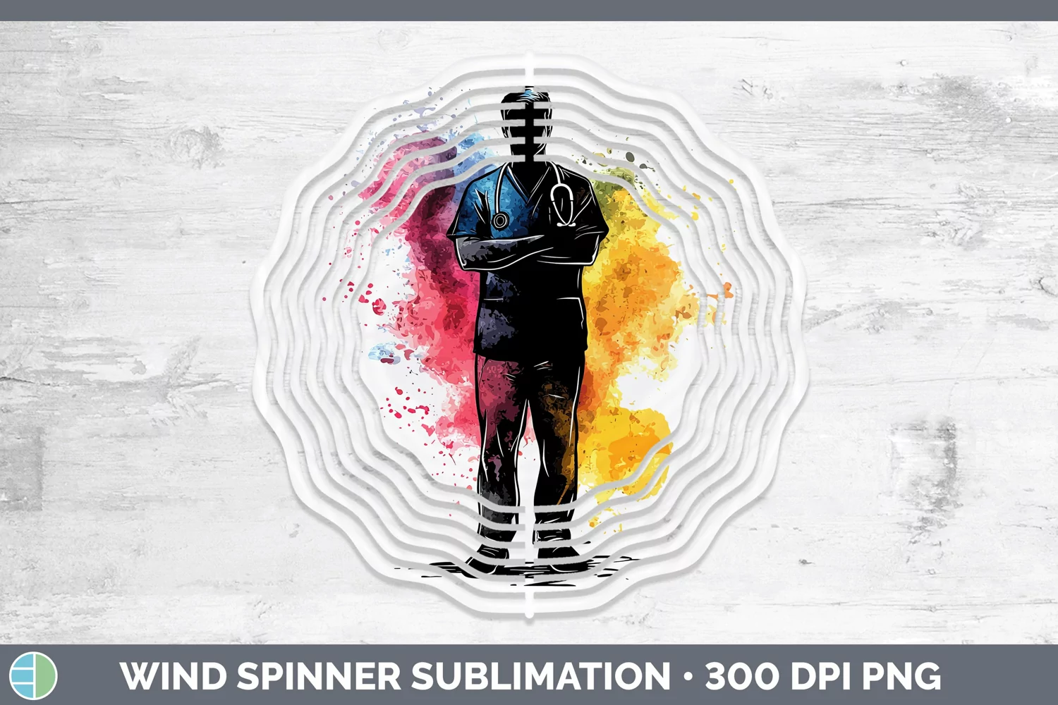 GorgeousWatercolor Splash Wind Spinner design.