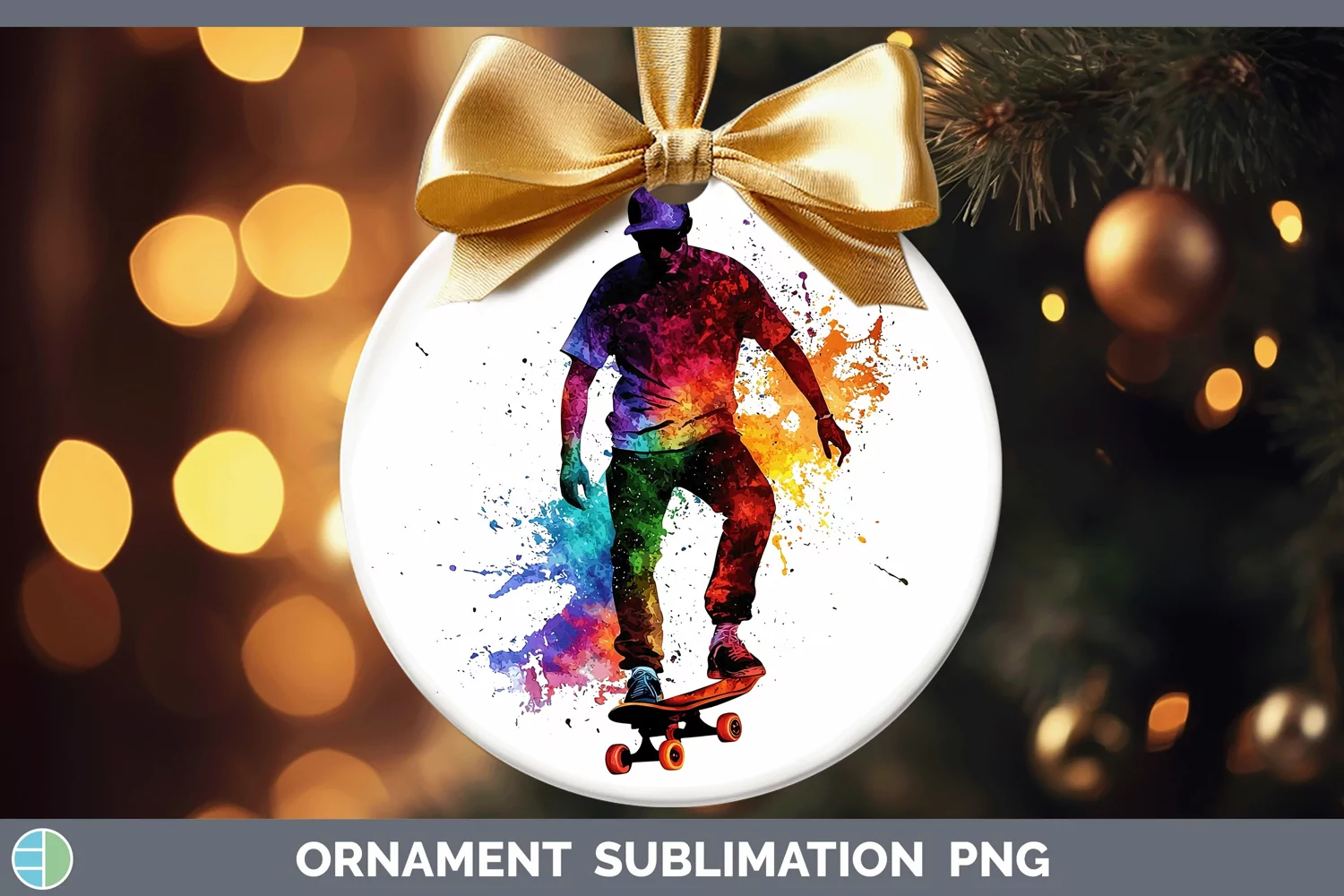 GorgeousWatercolor Splash Ornament design.
