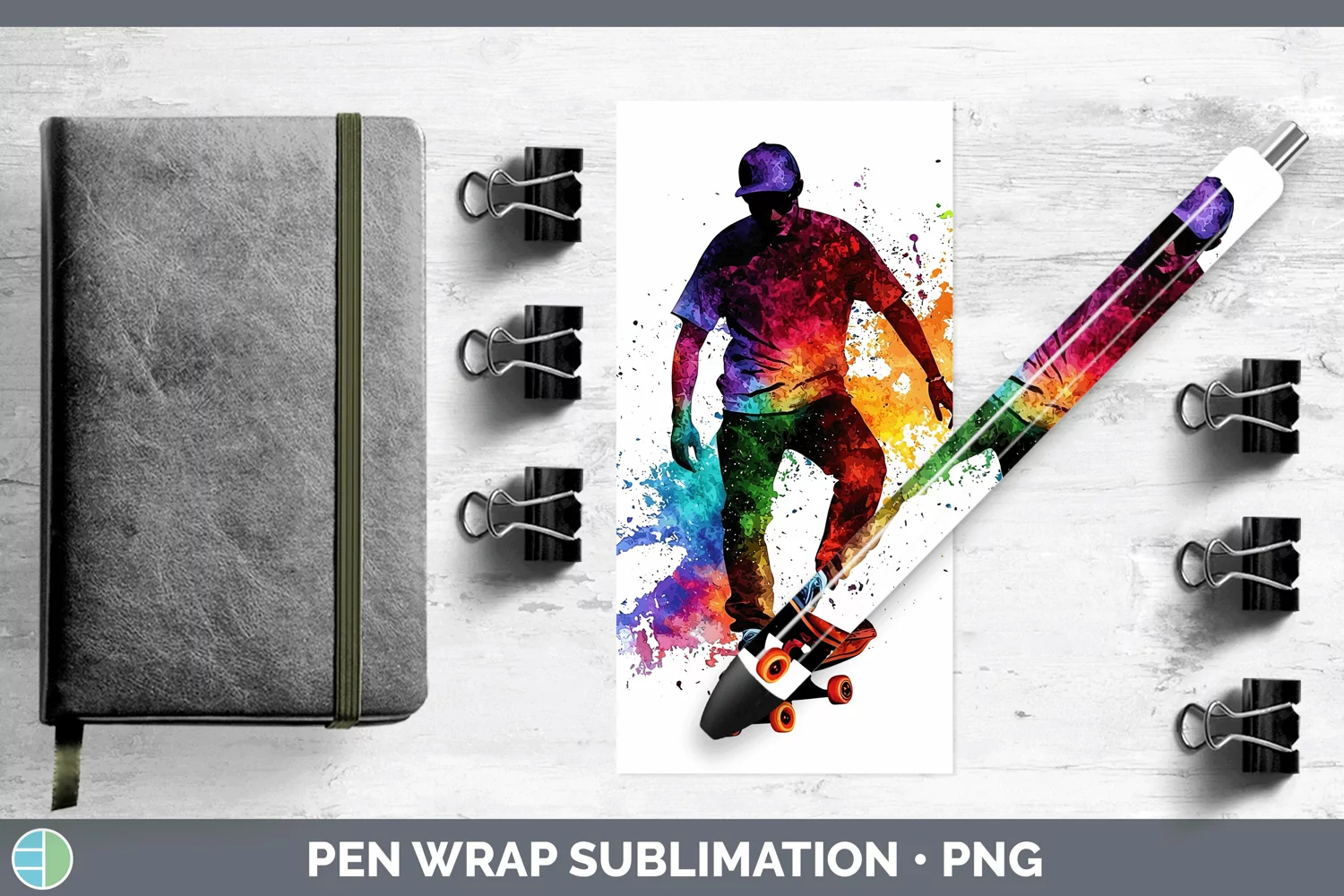 GorgeousWatercolor Splash Pen Wrap design.