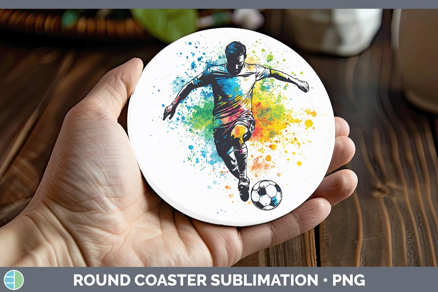 GorgeousWatercolor Splash Round Coaster design.
