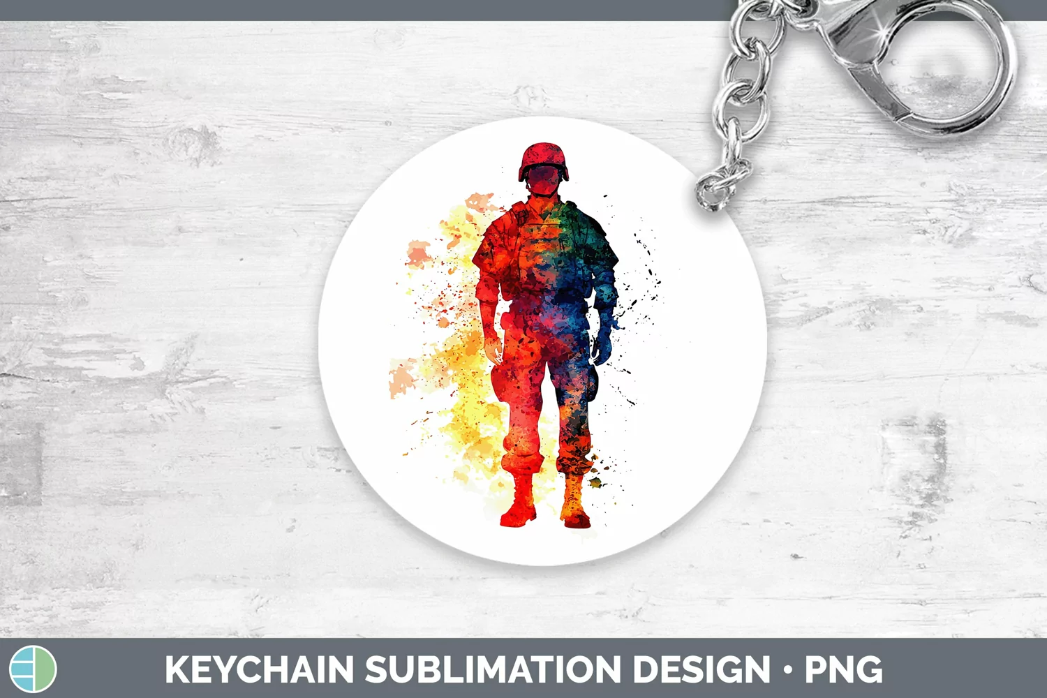 GorgeousWatercolor Splash Keychain design.