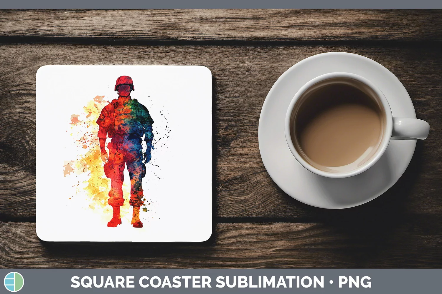 GorgeousWatercolor Splash Square Coaster design.
