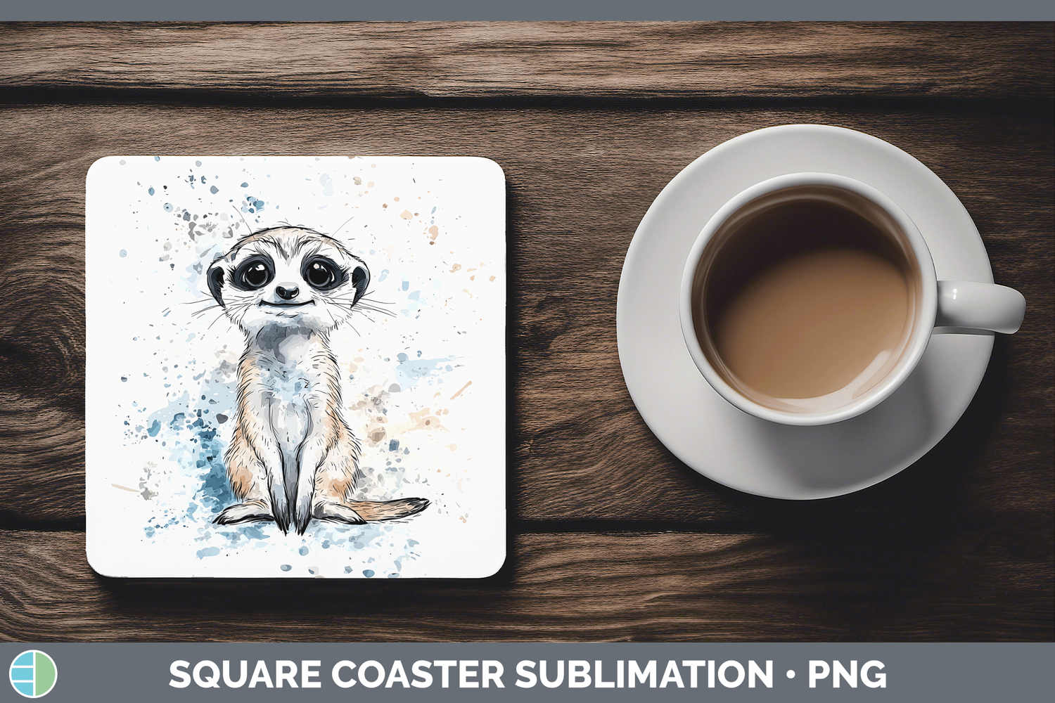 GorgeousWatercolor Splash Square Coaster design.