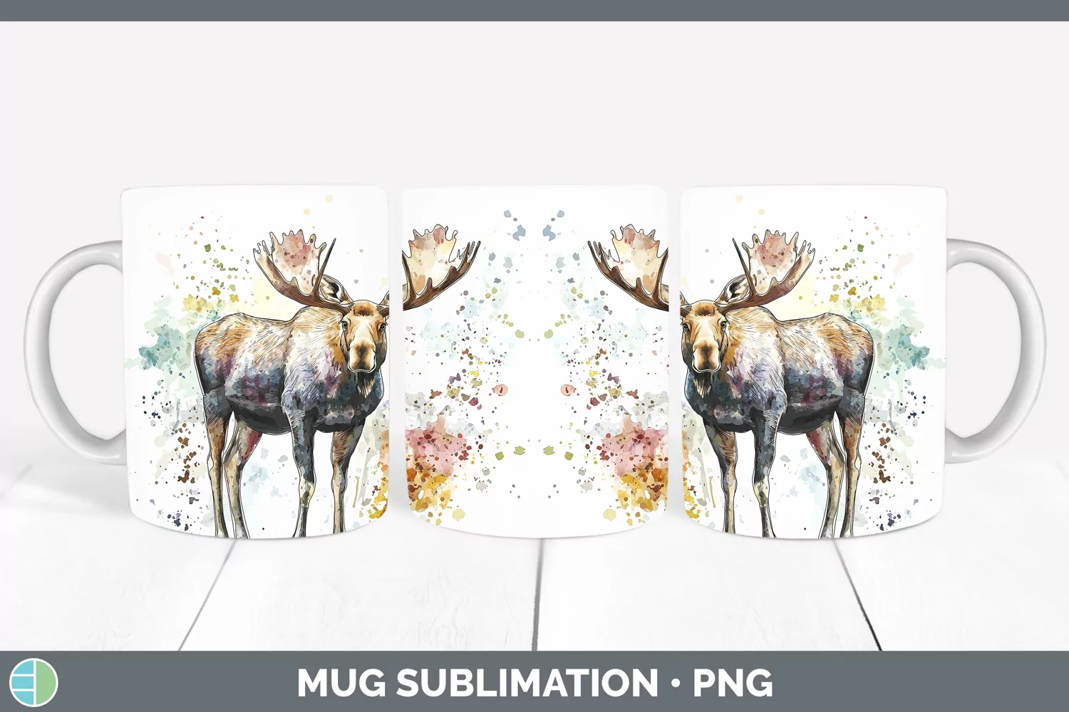 GorgeousWatercolor Splash Mug Wrap design.