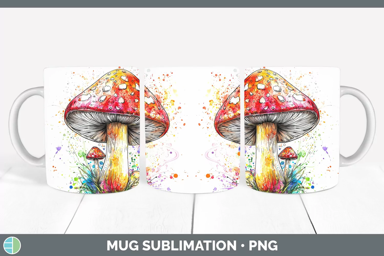 GorgeousWatercolor Splash Mug Wrap design.