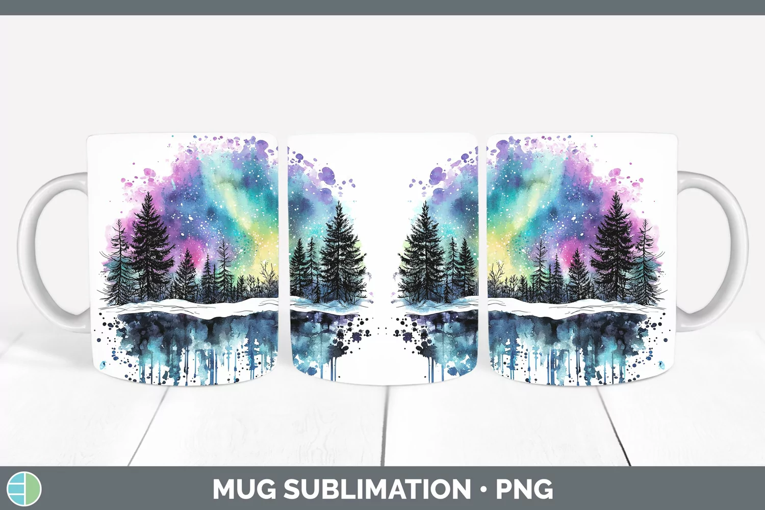 GorgeousWatercolor Splash Mug Wrap design.