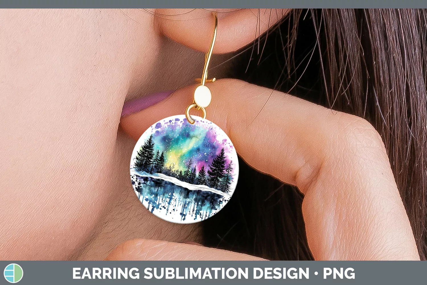 GorgeousWatercolor Splash Round Earrings design.