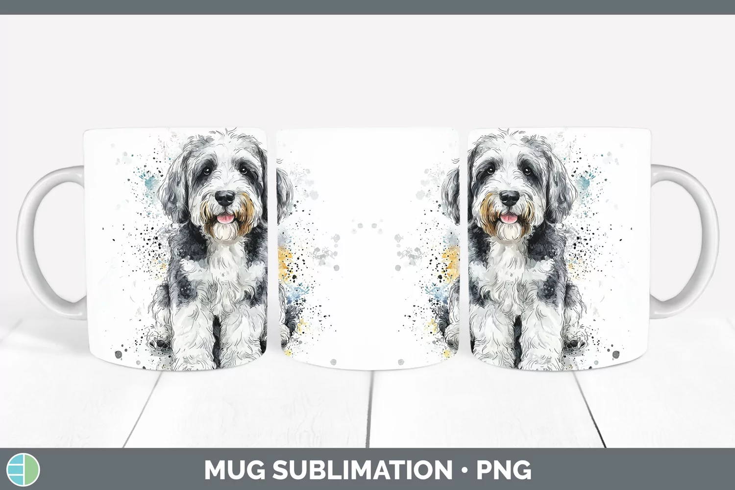 GorgeousWatercolor Splash Mug Wrap design.
