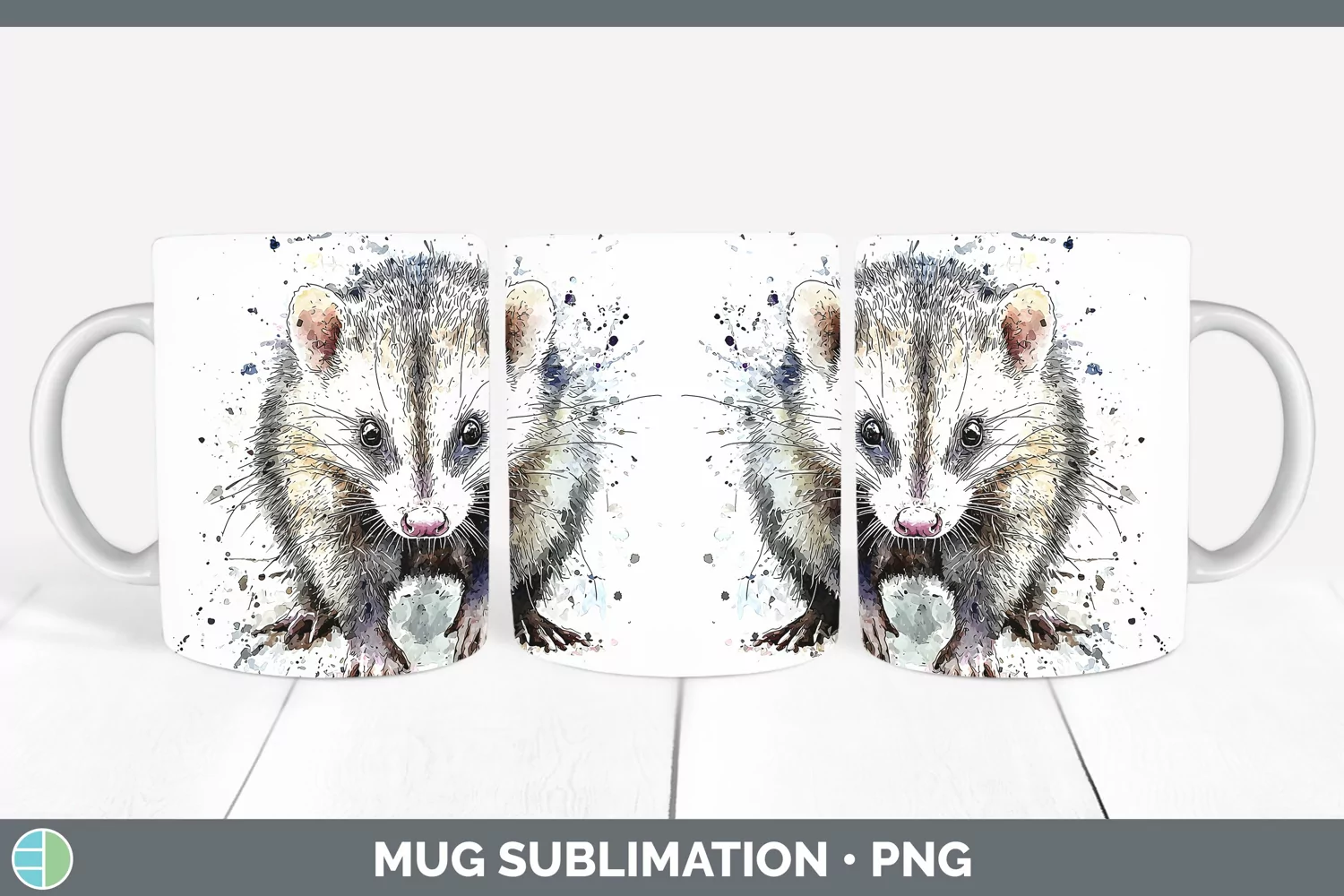 GorgeousWatercolor Splash Mug Wrap design.