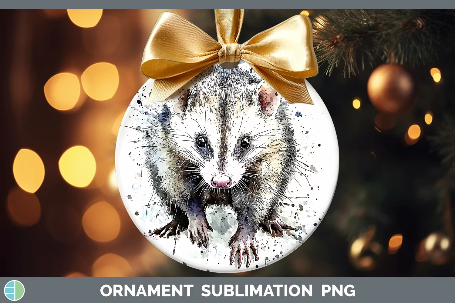 GorgeousWatercolor Splash Ornament design.