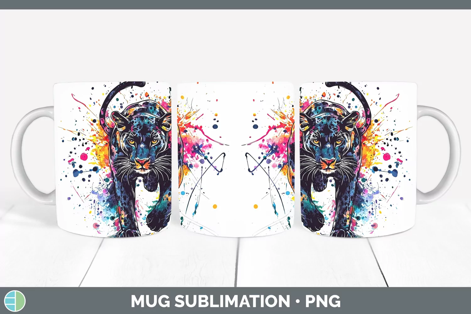 GorgeousWatercolor Splash Mug Wrap design.