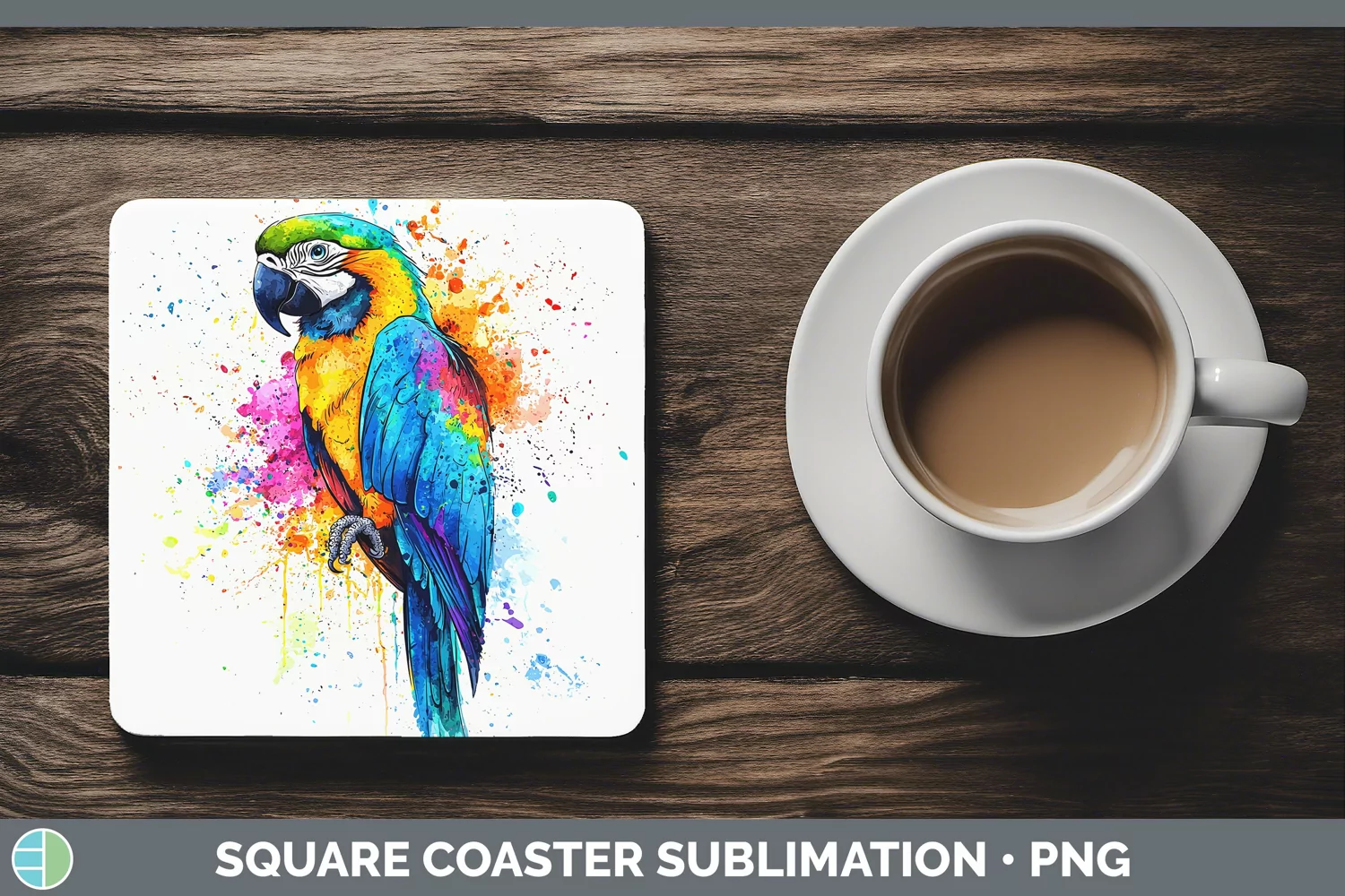 GorgeousWatercolor Splash Square Coaster design.