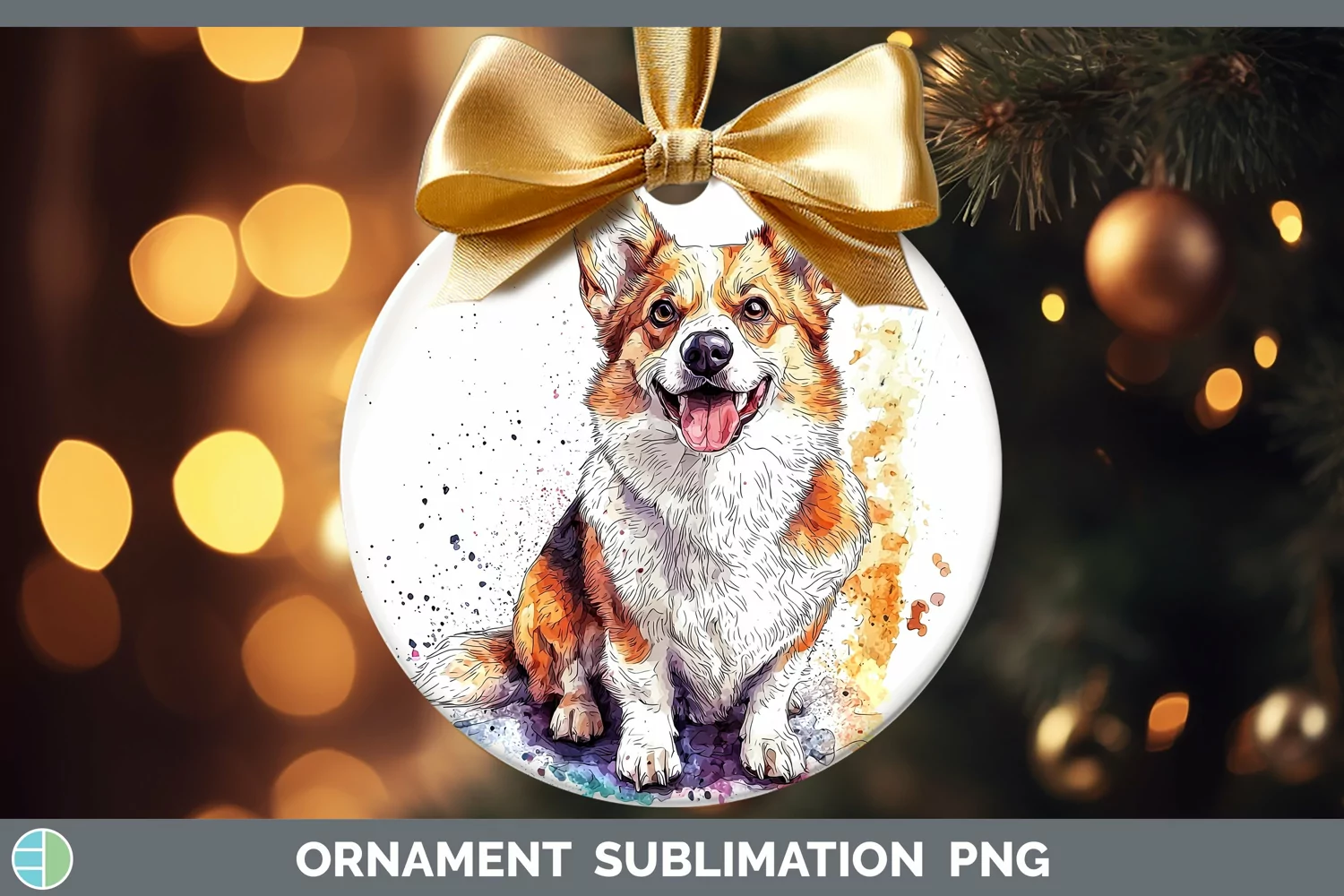 GorgeousWatercolor Splash Ornament design.