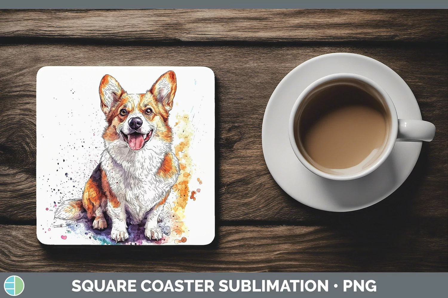 GorgeousWatercolor Splash Square Coaster design.