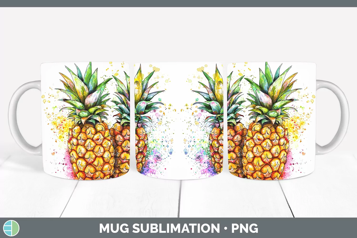 GorgeousWatercolor Splash Mug Wrap design.