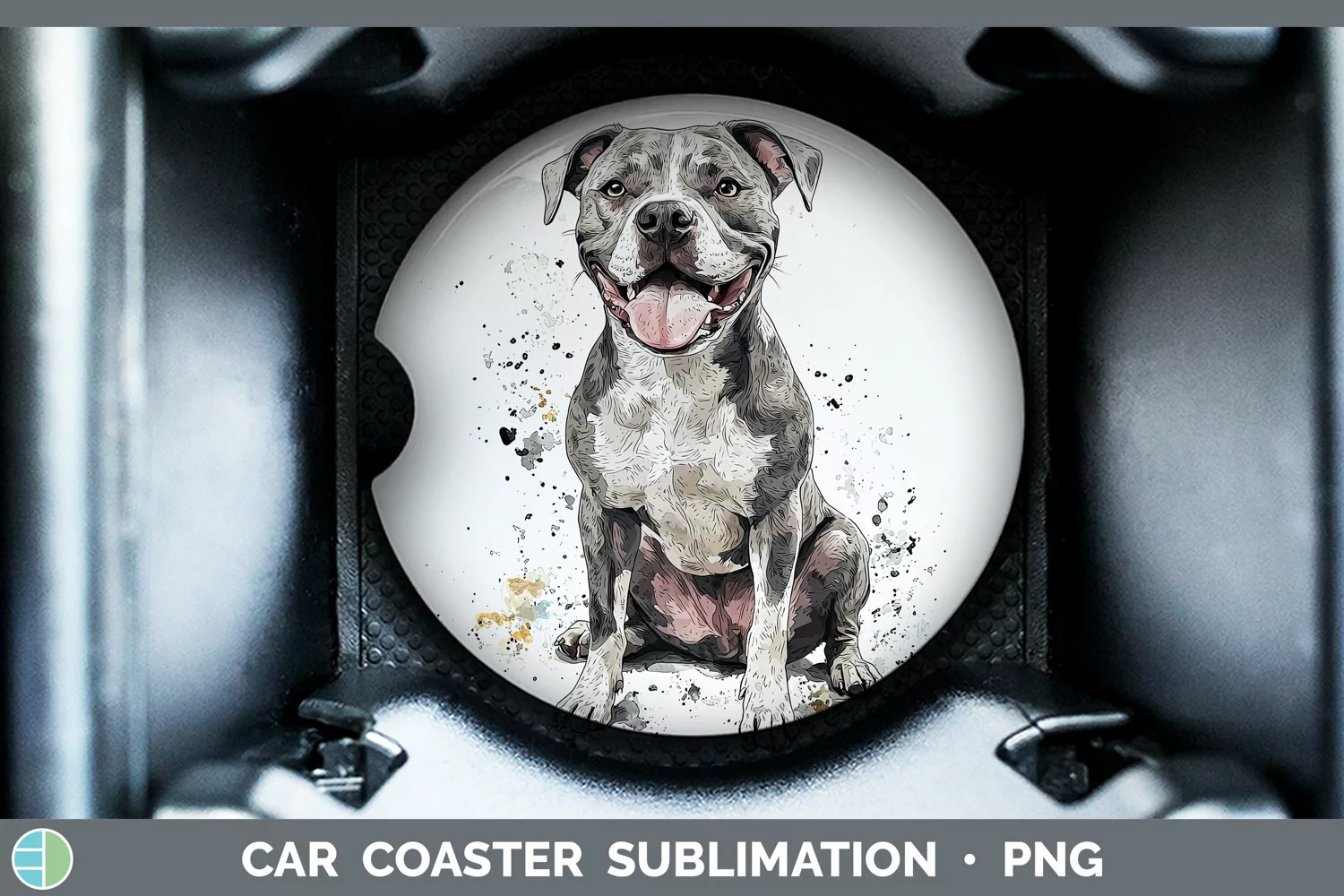 GorgeousWatercolor Splash Car Coaster design.