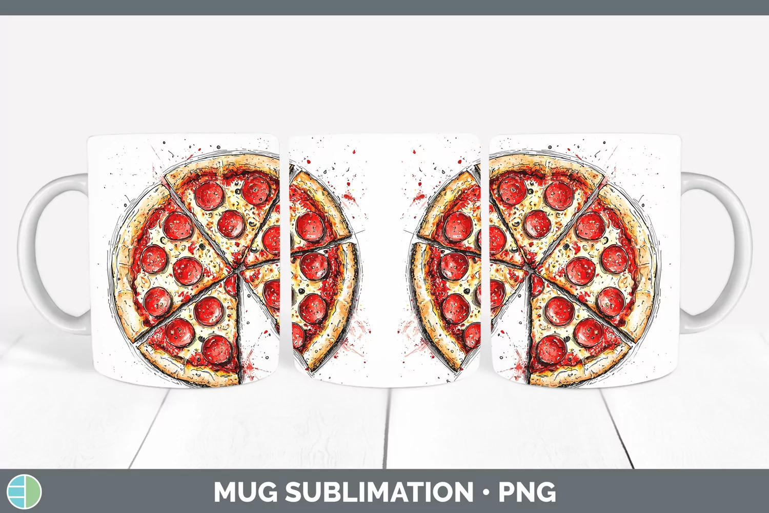 GorgeousWatercolor Splash Mug Wrap design.