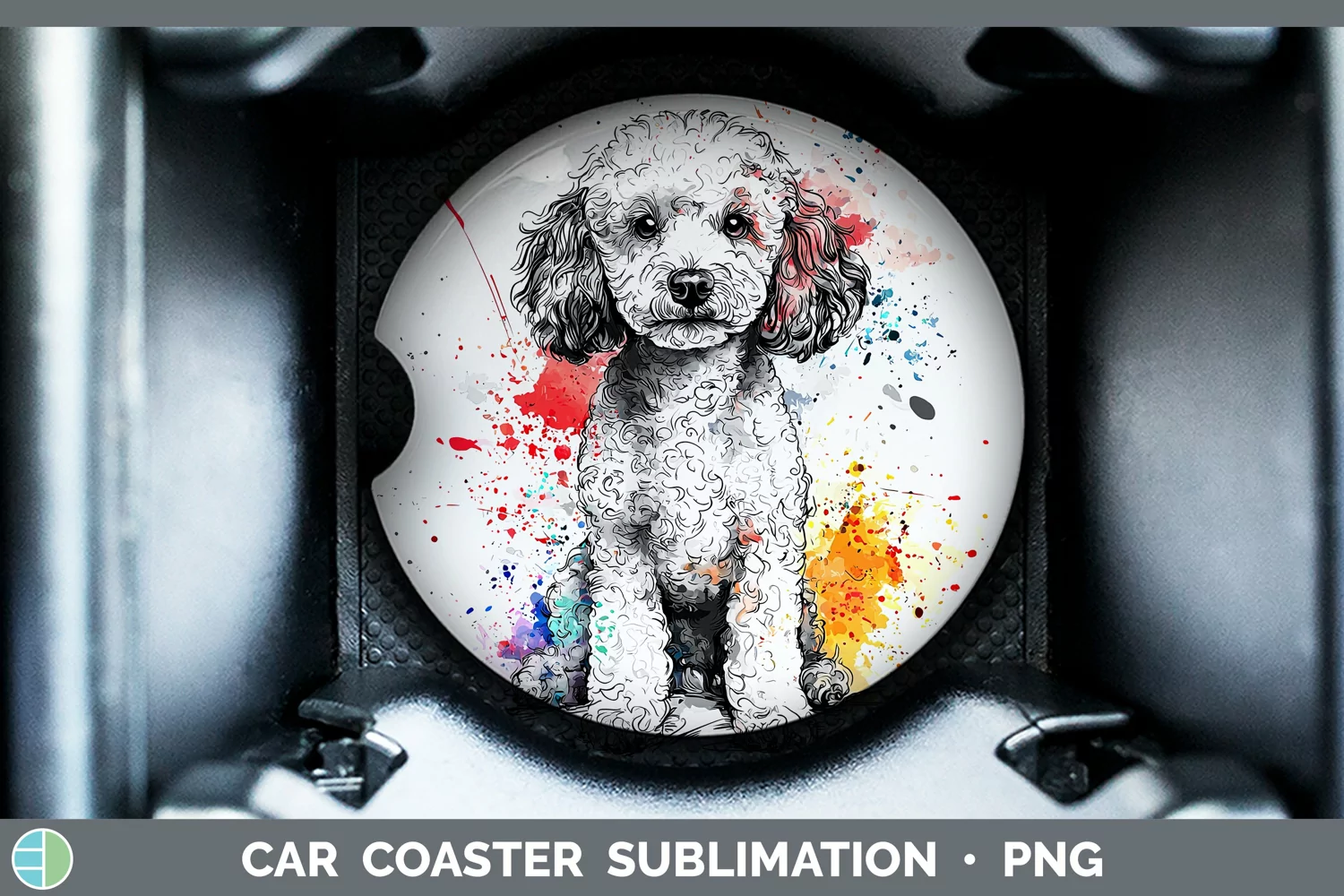 GorgeousWatercolor Splash Car Coaster design.