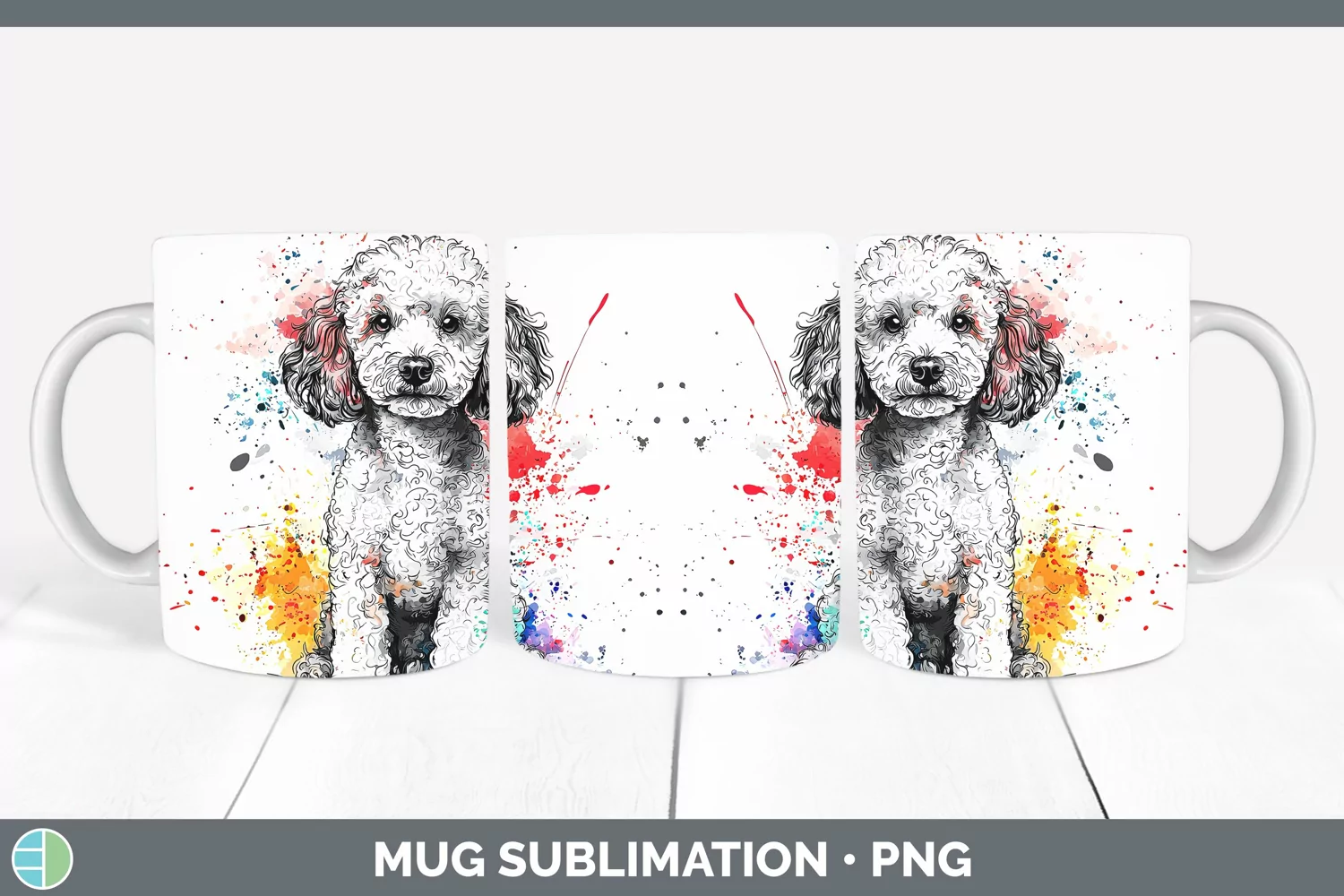GorgeousWatercolor Splash Mug Wrap design.