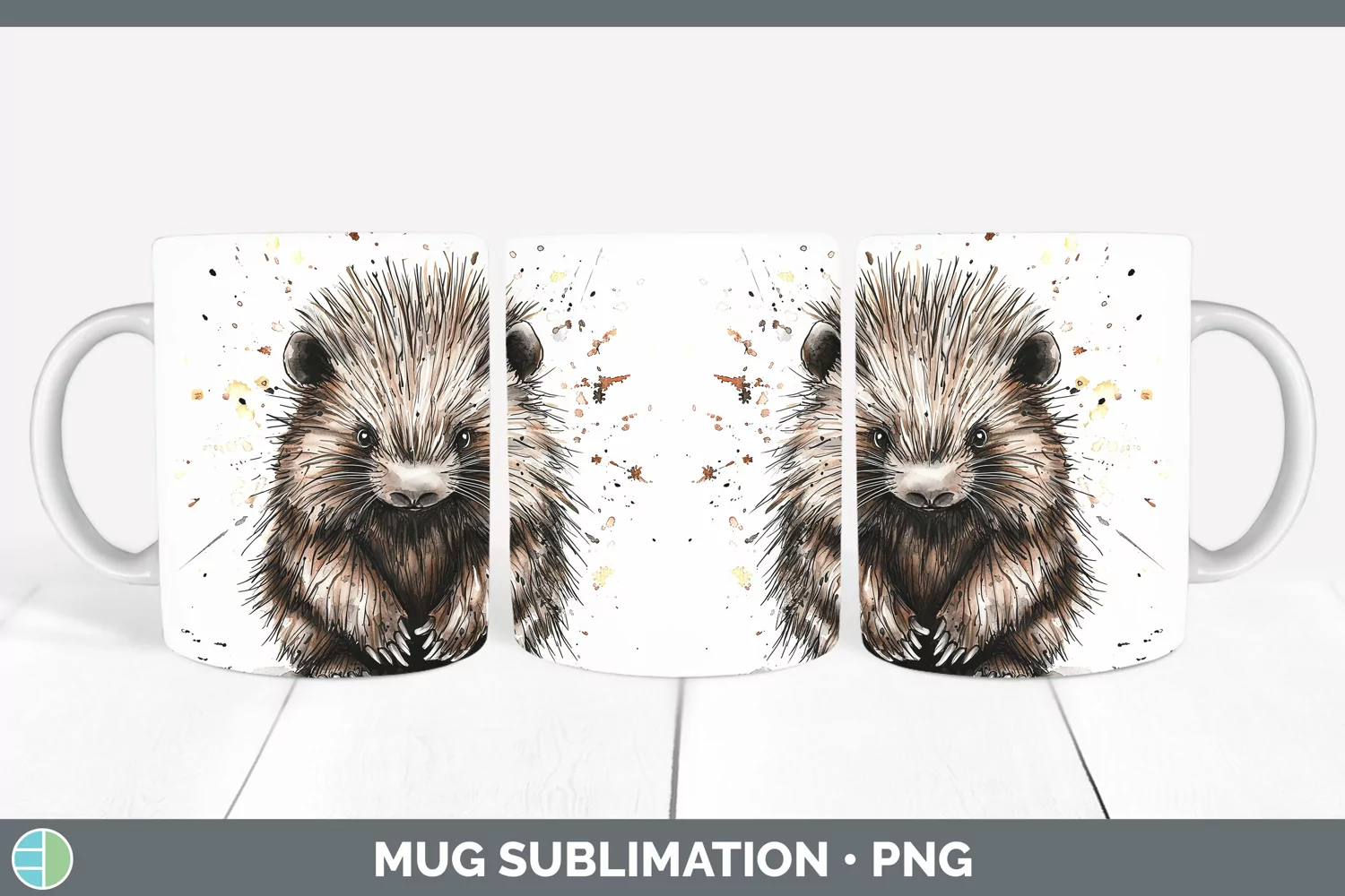 GorgeousWatercolor Splash Mug Wrap design.