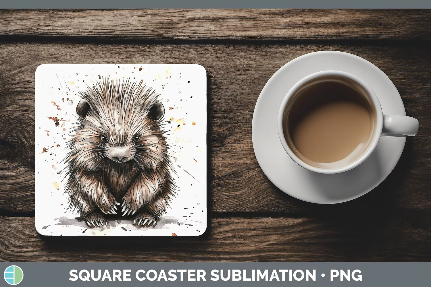 GorgeousWatercolor Splash Square Coaster design.