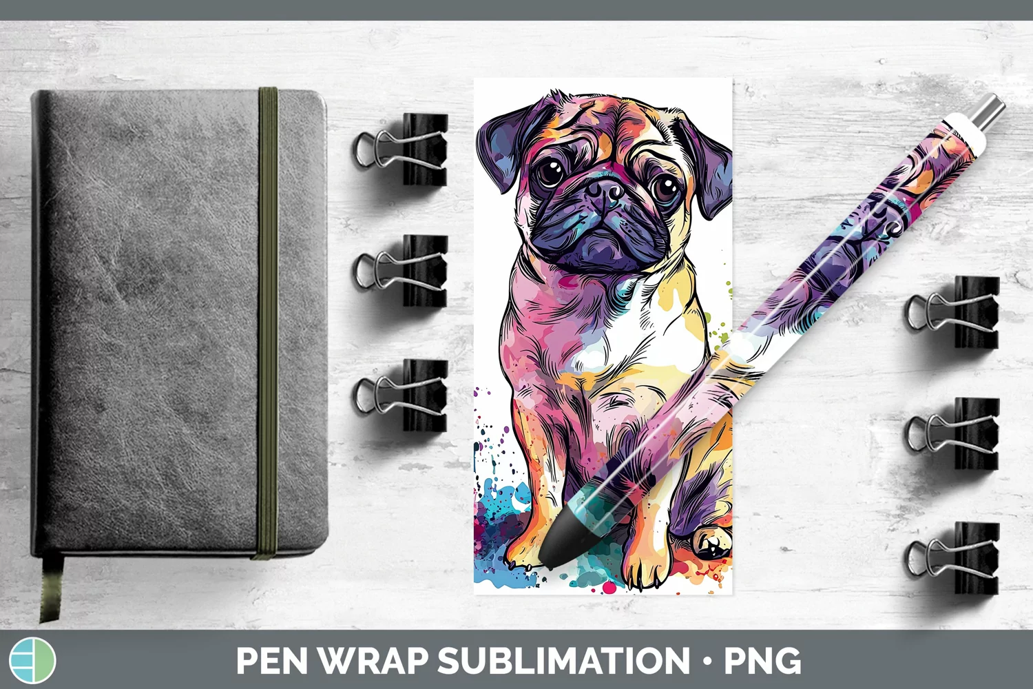 GorgeousWatercolor Splash Pen Wrap design.