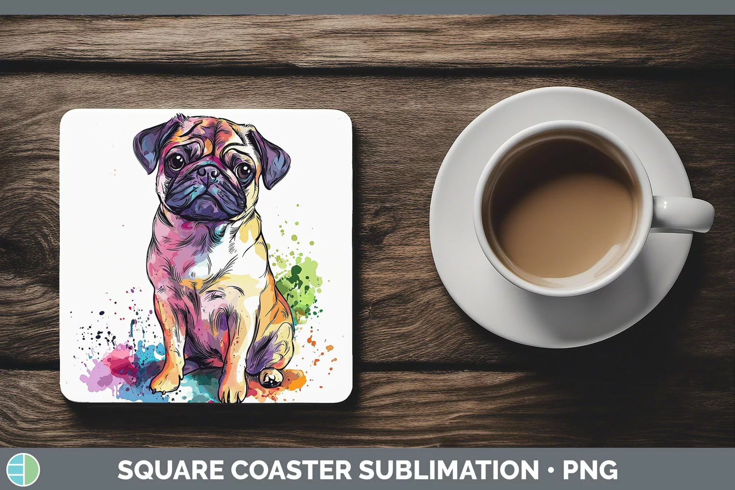 GorgeousWatercolor Splash Square Coaster design.