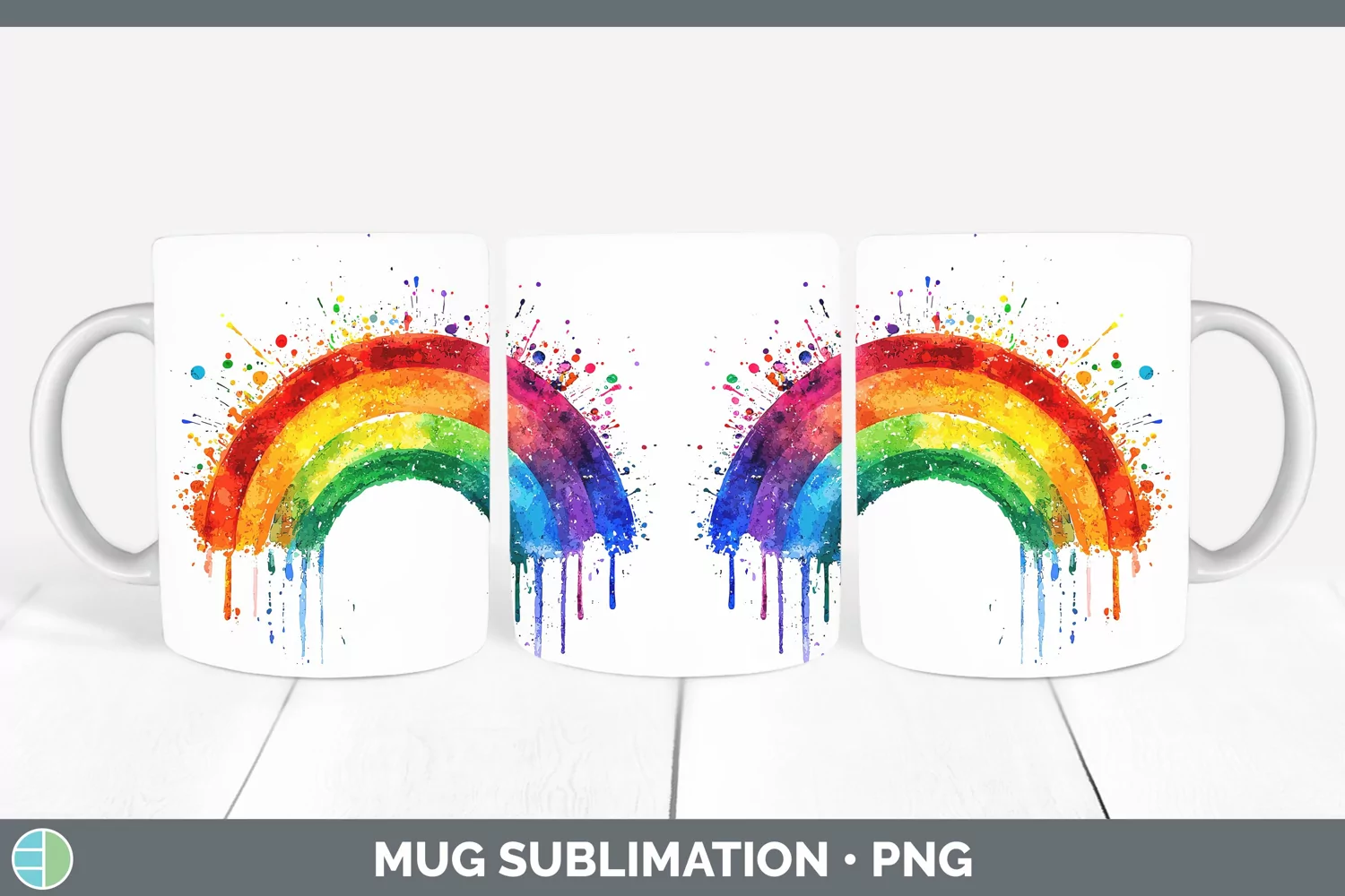 GorgeousWatercolor Splash Mug Wrap design.