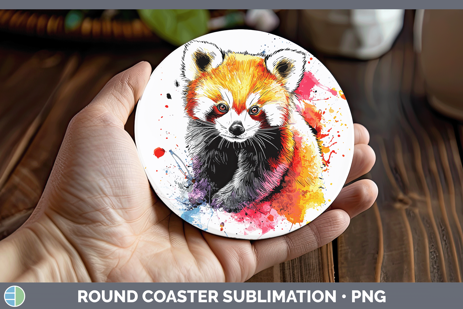 GorgeousWatercolor Splash Round Coaster design.