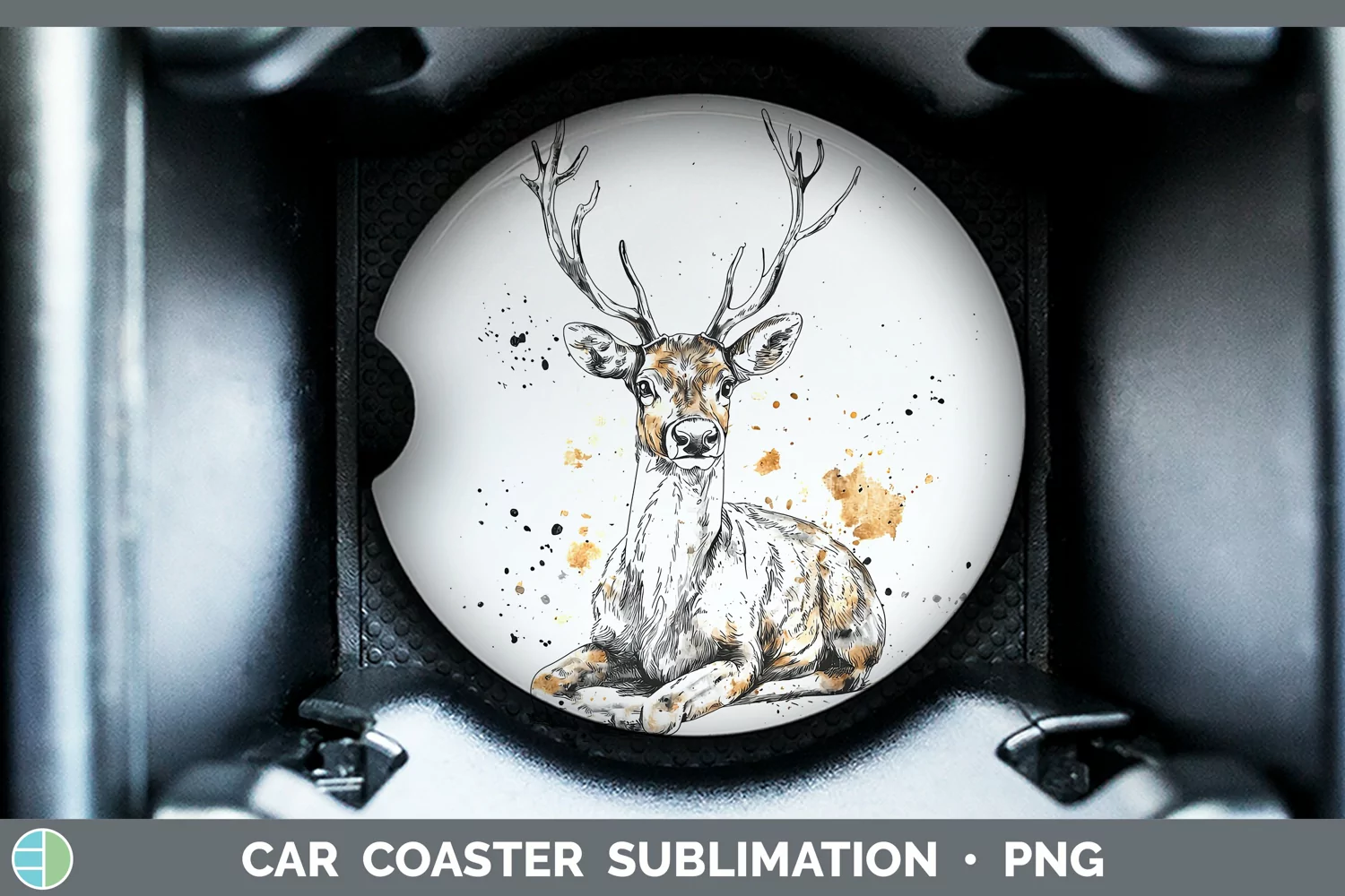 GorgeousWatercolor Splash Car Coaster design.