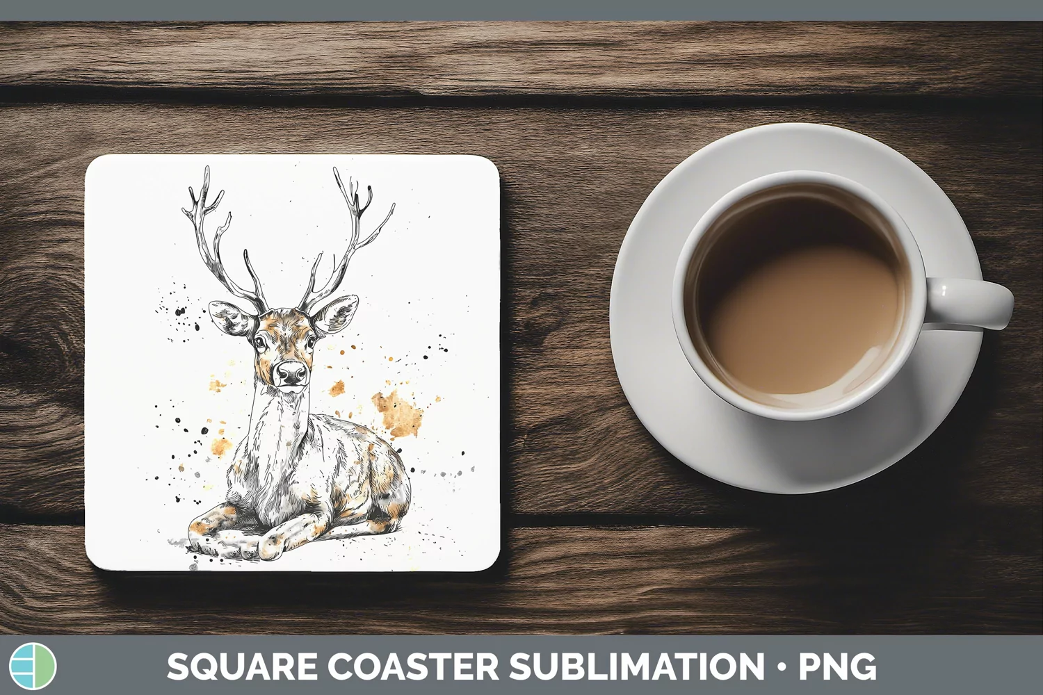 GorgeousWatercolor Splash Square Coaster design.