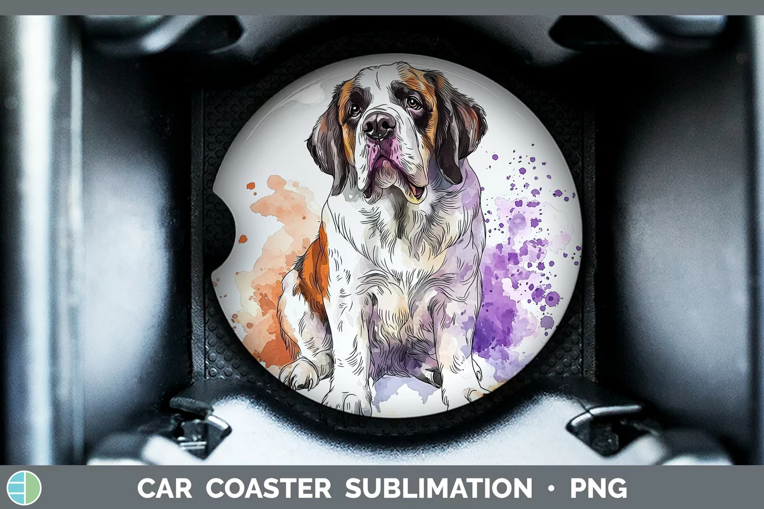 GorgeousWatercolor Splash Car Coaster design.