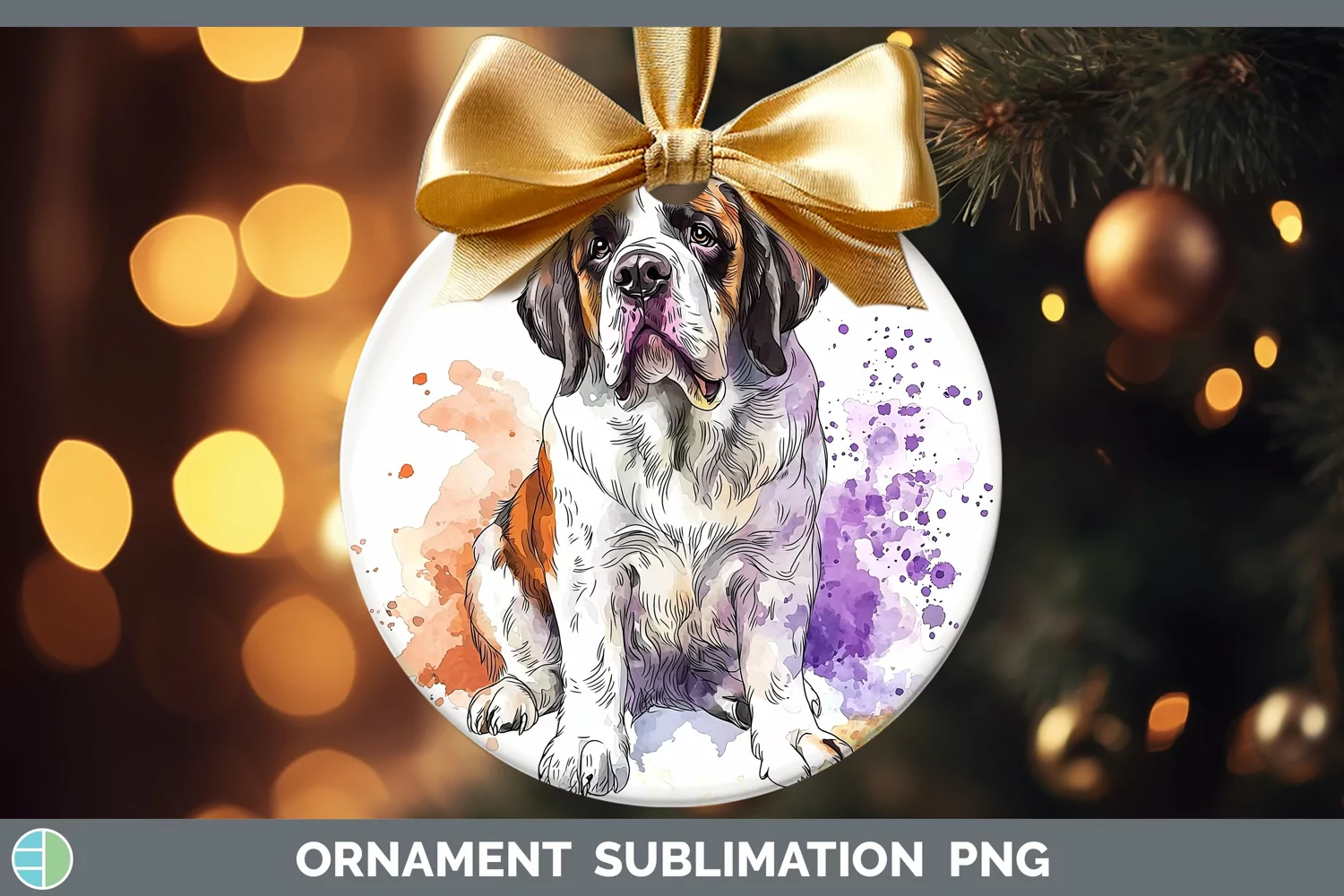 GorgeousWatercolor Splash Ornament design.