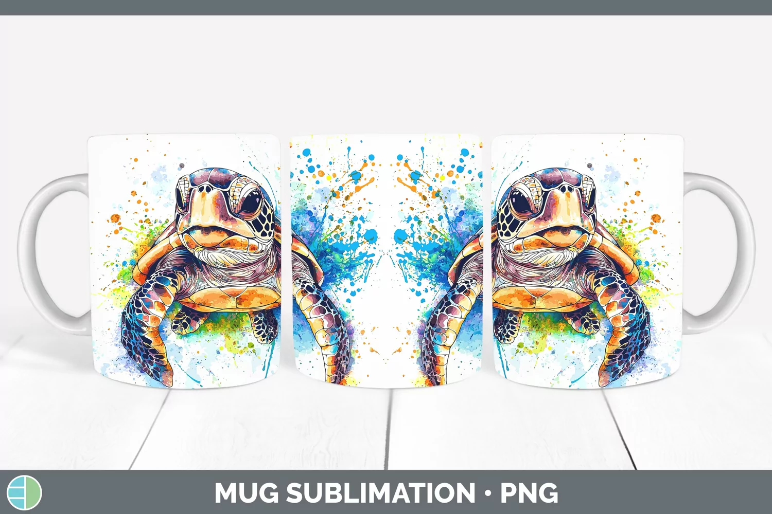 GorgeousWatercolor Splash Mug Wrap design.