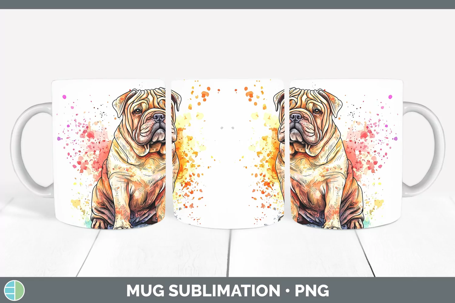GorgeousWatercolor Splash Mug Wrap design.