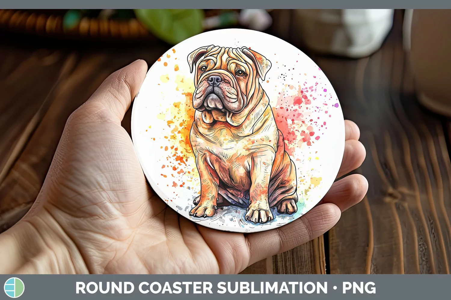 GorgeousWatercolor Splash Round Coaster design.