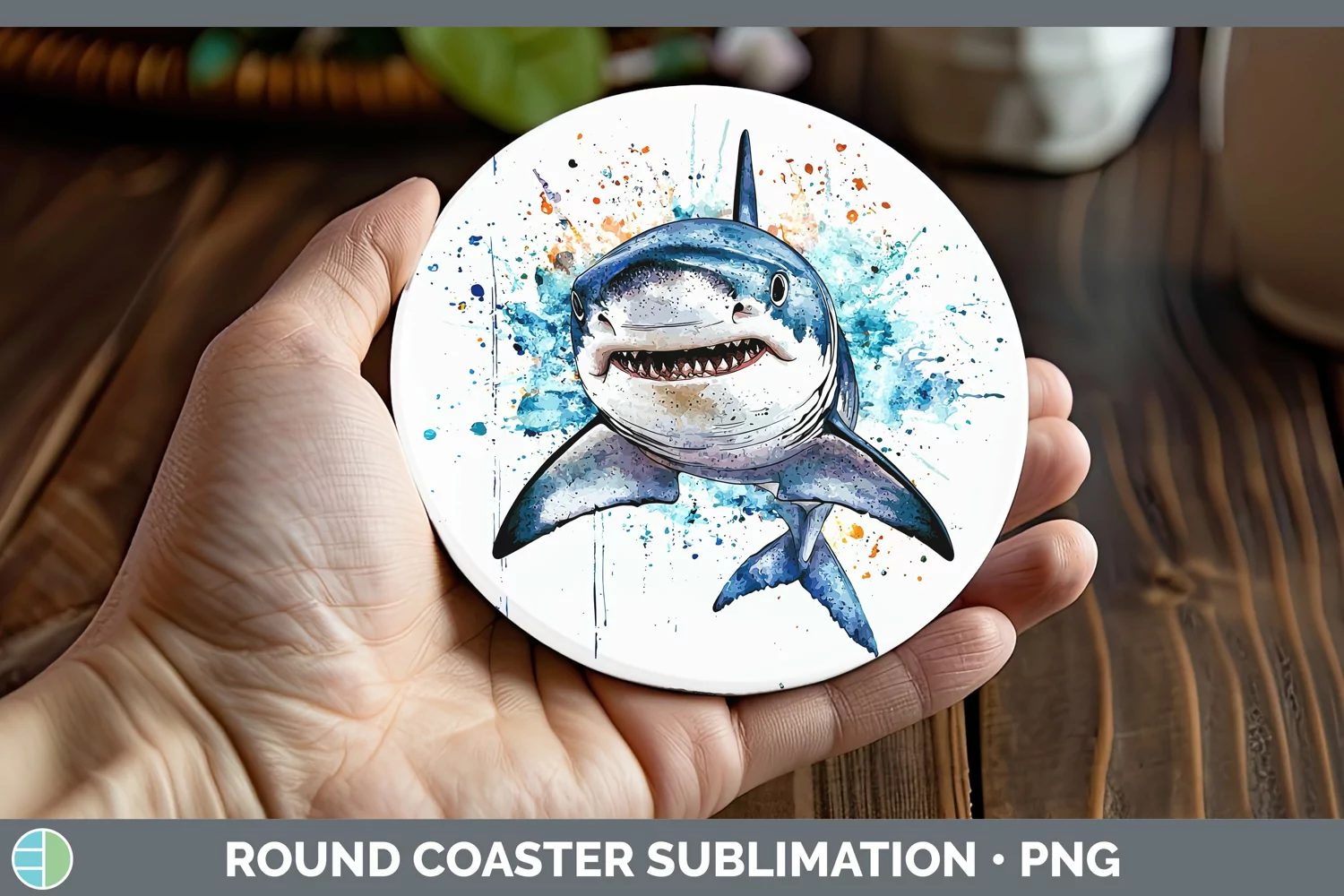 GorgeousWatercolor Splash Round Coaster design.