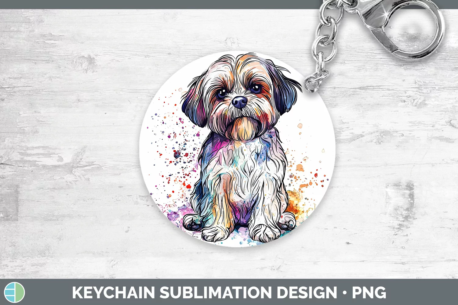 GorgeousWatercolor Splash Keychain design.