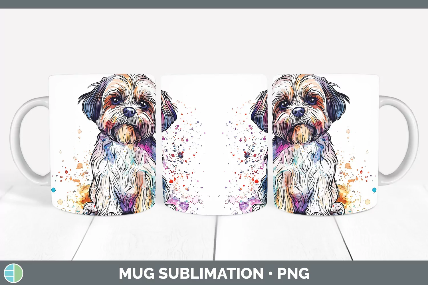 GorgeousWatercolor Splash Mug Wrap design.
