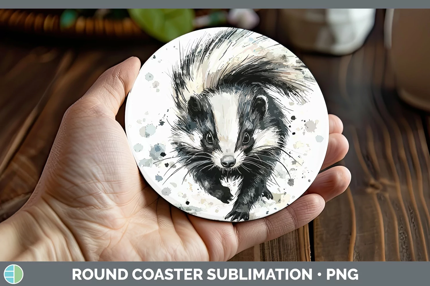 GorgeousWatercolor Splash Round Coaster design.