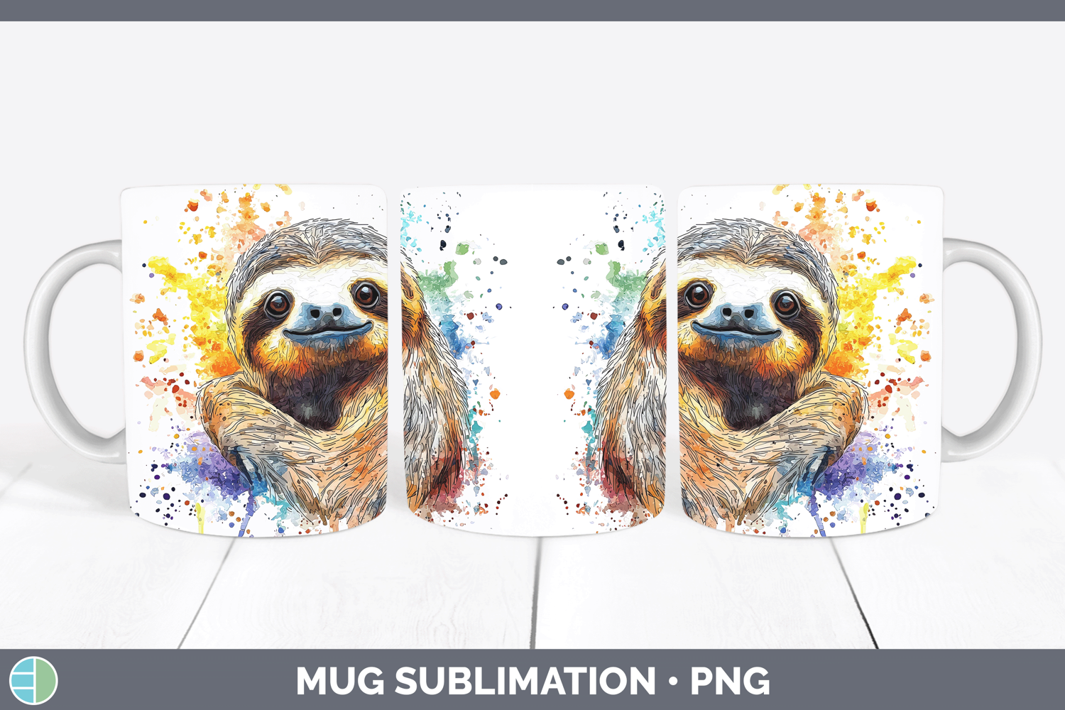 GorgeousWatercolor Splash Mug Wrap design.