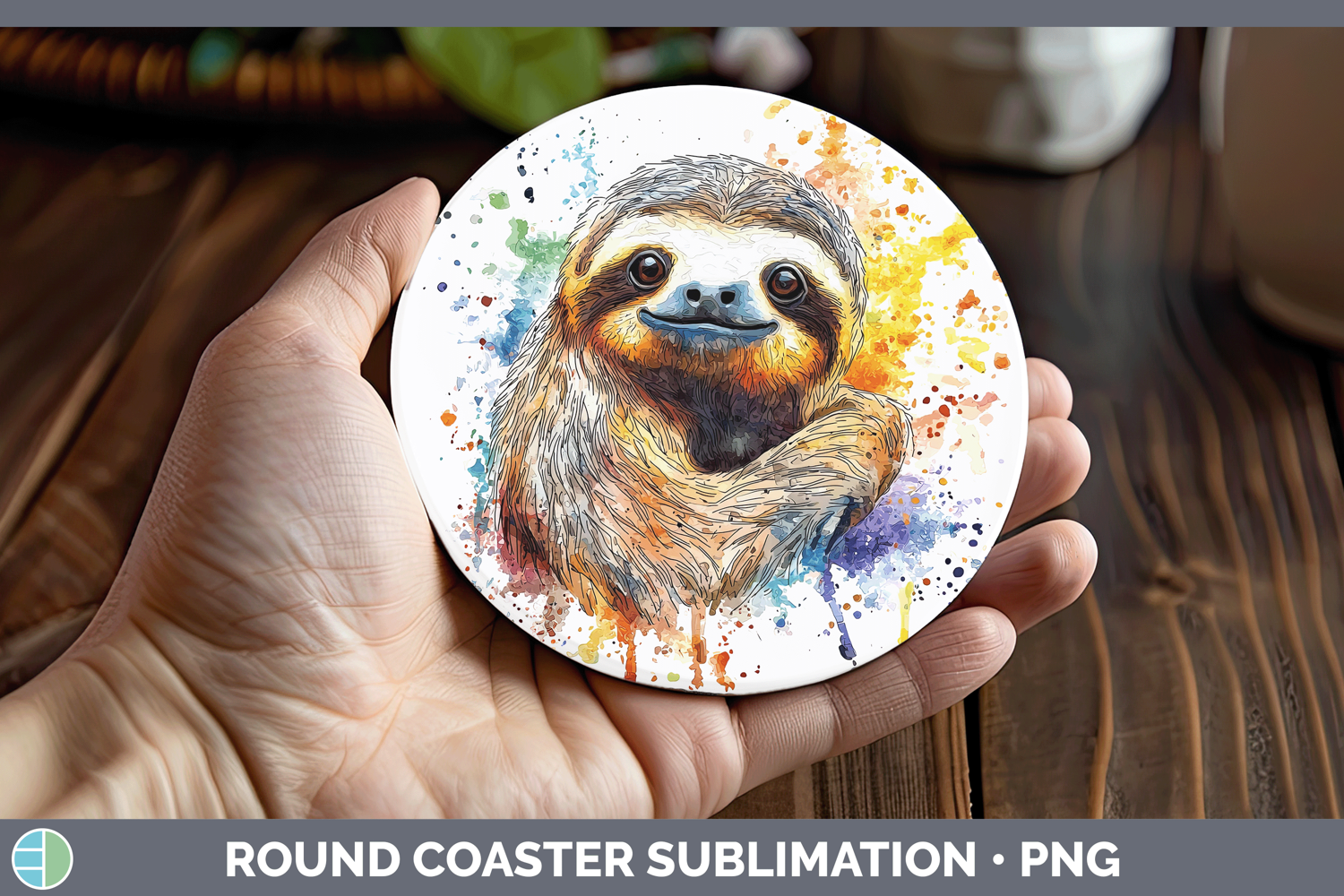 GorgeousWatercolor Splash Round Coaster design.