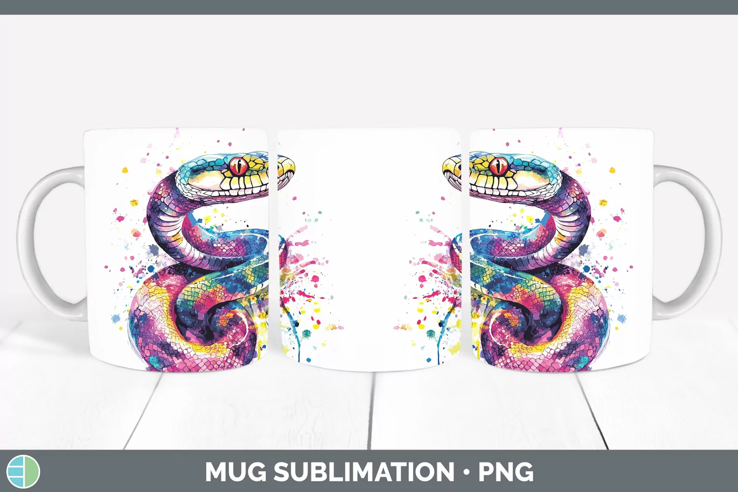 GorgeousWatercolor Splash Mug Wrap design.