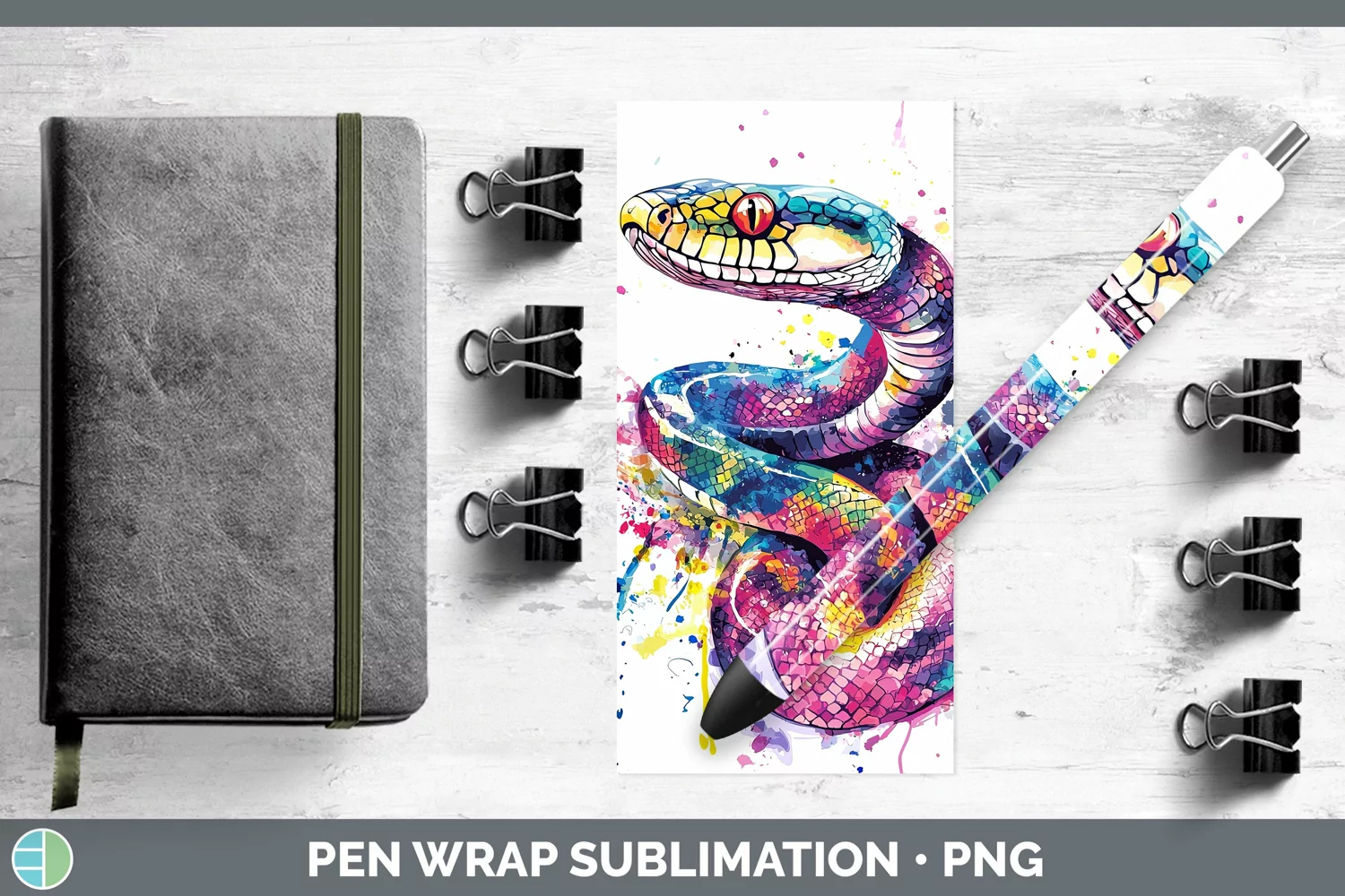 GorgeousWatercolor Splash Pen Wrap design.