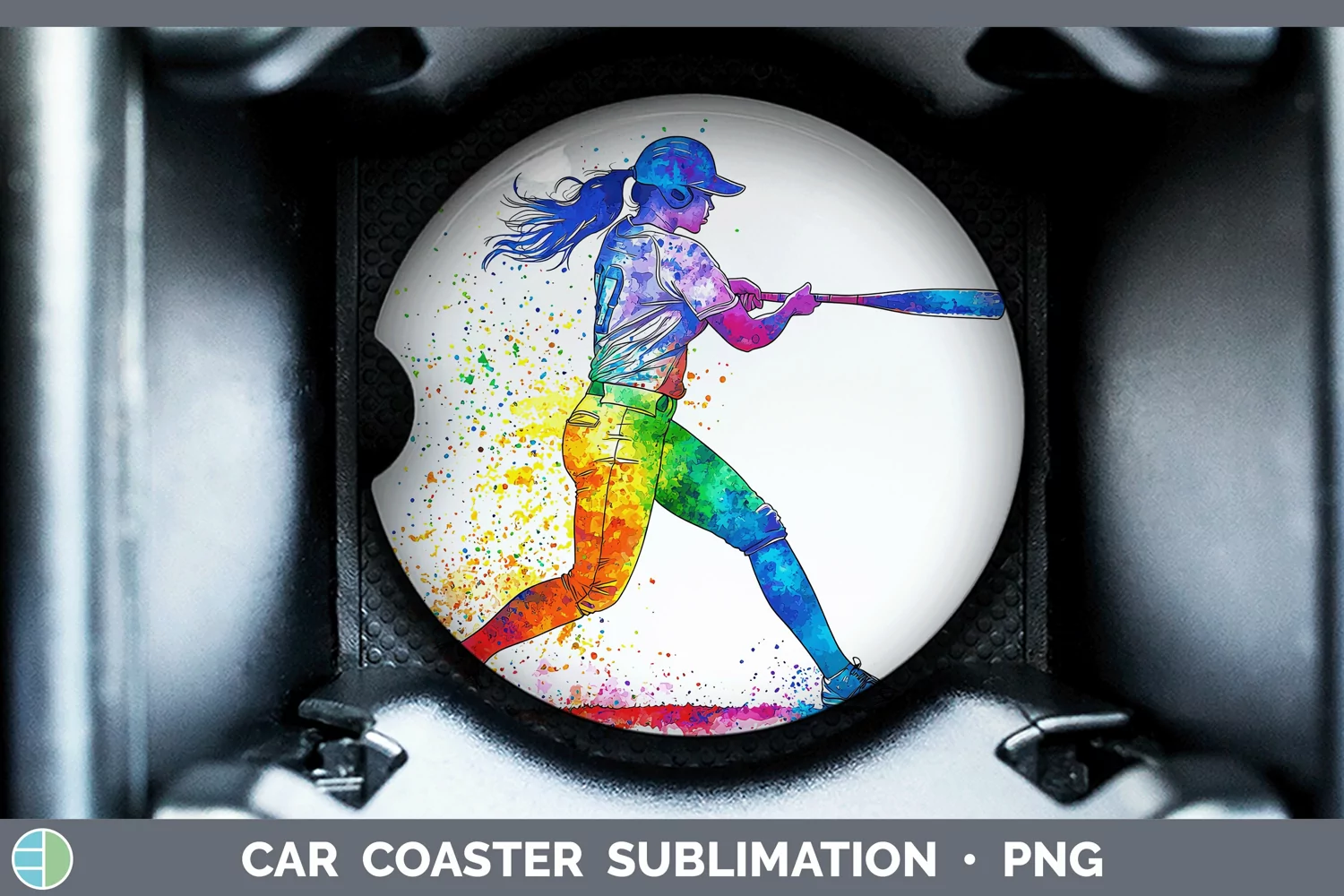 GorgeousWatercolor Splash Car Coaster design.