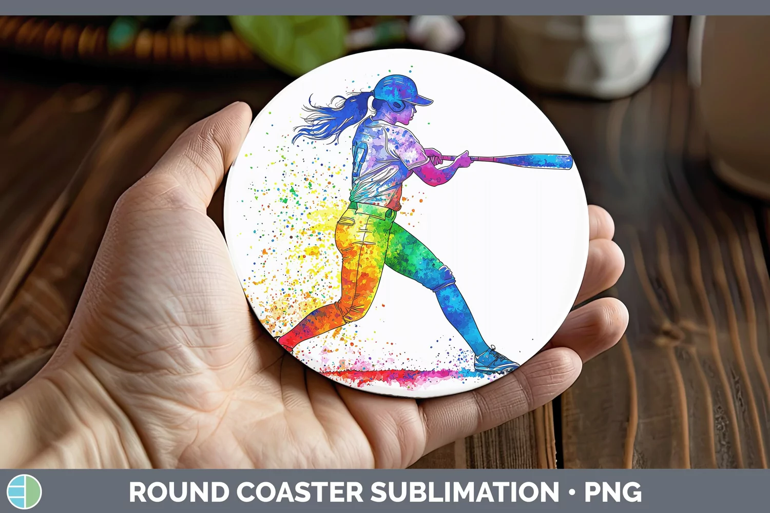 GorgeousWatercolor Splash Round Coaster design.