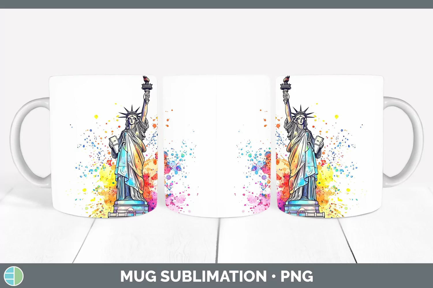 GorgeousWatercolor Splash Mug Wrap design.