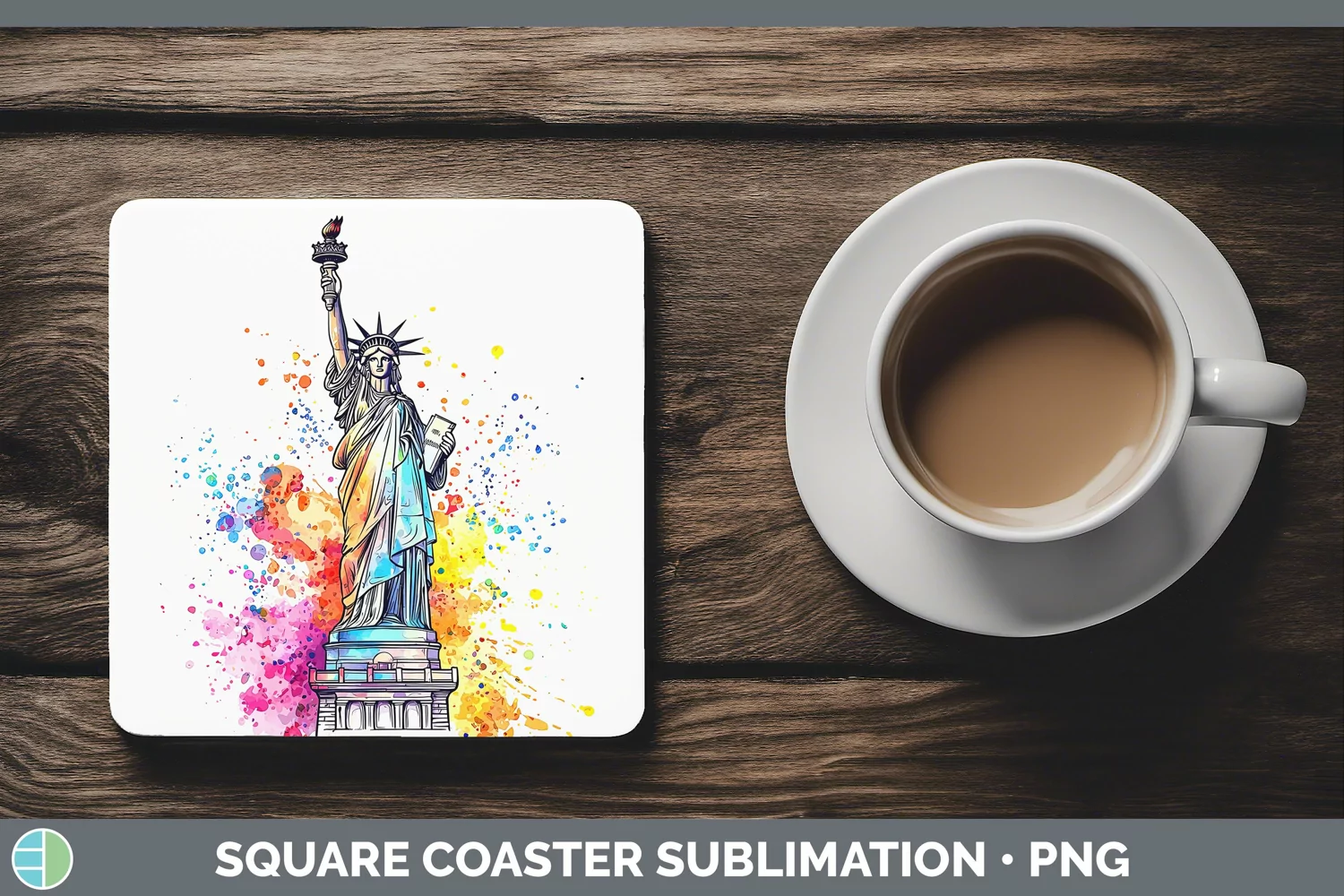 GorgeousWatercolor Splash Square Coaster design.